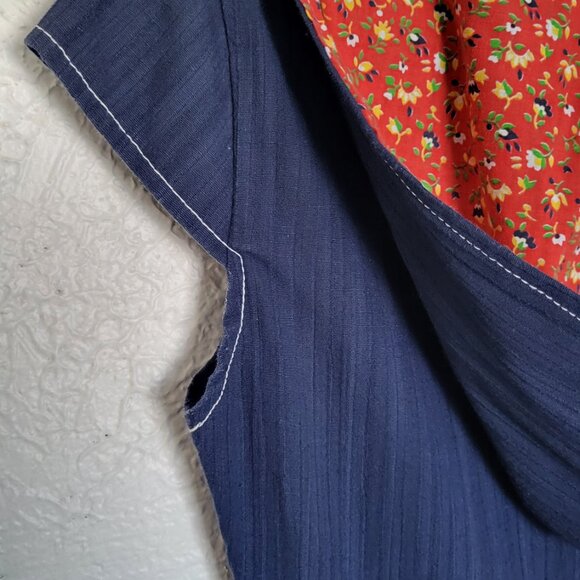 Vintage Navy Jumpsuit with Red Accents & Hood - Picture 10 of 15